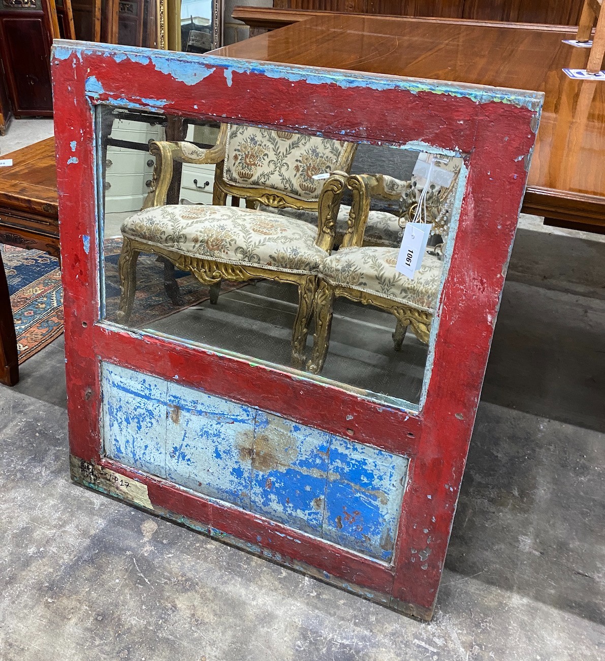 An Indian painted hardwood wall mirror, width 75cm height 86cm